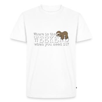Où est le week-end? Week-end paresseux de Kawaii - T-shirt Premium bio Homme - blanc - Devant - Nico (187cm)
