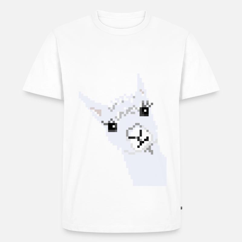 Pixel Lama - Männer Premium Bio T-Shirt - Weiß