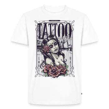 Tattoo Addict street - T-shirt Premium bio Homme - blanc - Devant - Nico (187cm)
