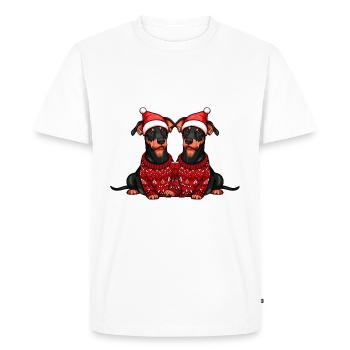 Équipe de Noël du chien doberman - T-shirt Premium bio Homme - blanc - Devant - Nico (187cm)