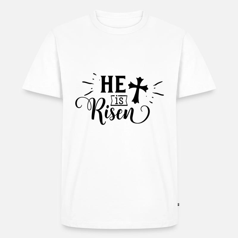 He Is Risen - Männer Premium Bio T-Shirt - Weiß