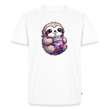 Sloths Drinking Bubble Tea Galaxy Boba Sloth - Men's Premium Organic T-Shirt - white - Front - Nico (187cm)