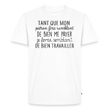 Je ferai semblant - T-shirt Premium bio Homme - blanc - Devant - Nico (187cm)