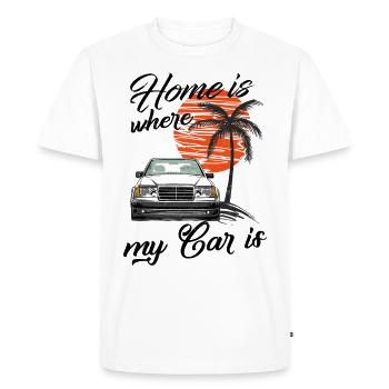 La maison est où ma voiture est W124 - T-shirt Premium bio Homme - blanc - Devant - Nico (187cm)