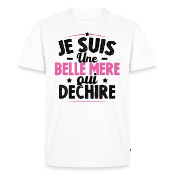Je Suis Une Belle Mère Qui Déchire - T-shirt Premium bio Homme - blanc - Devant - Nico (187cm)