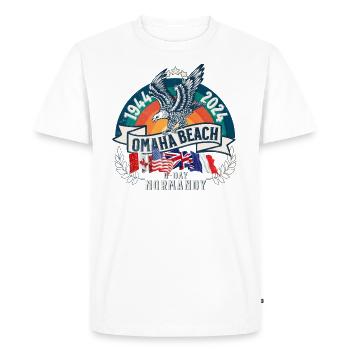 D DAY 80th anniversary Omaha Beach Normandy - T-shirt Premium bio Homme - blanc - Devant - Nico (187cm)