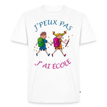 J'peux pas j'ai Ecole - T-shirt Premium bio Homme - blanc - Devant - Nico (187cm)