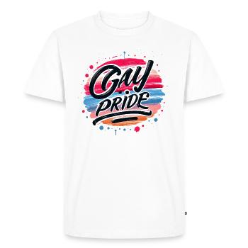 Gay Pride - LGBTQIA+ - LGBT - T-shirt Premium bio Homme - blanc - Devant - Nico (187cm)