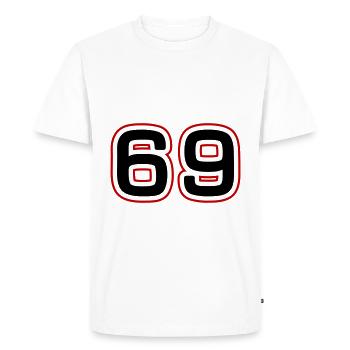 69 Nombre symbole - T-shirt Premium bio Homme - blanc - Devant - Nico (187cm)