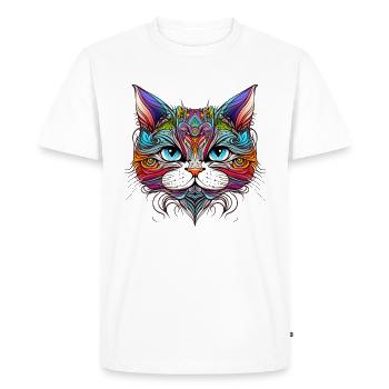 Portrait de chat arc-en-ciel - T-shirt Premium bio Homme - blanc - Devant - Nico (187cm)