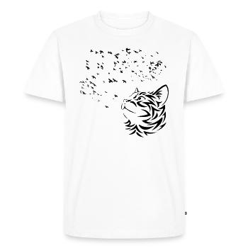 Chat regarde les Oiseaux volent - T-shirt Premium bio Homme - blanc - Devant - Nico (187cm)