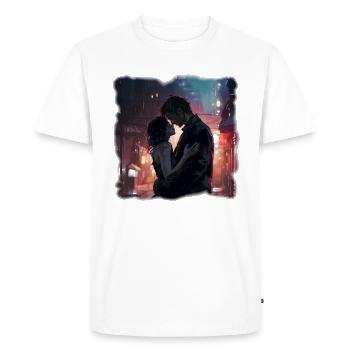 Amoureux sous la pluie - T-shirt Premium bio Homme - blanc - Devant - Nico (187cm)