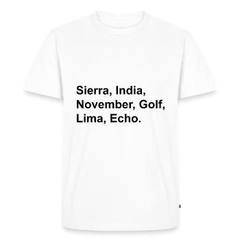 Single-T-Shirt, bisher verfügbar - Männer Premium Bio T-Shirt - Weiß - Vorne - Nico (187cm)