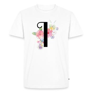 Monogram Letter I with Pastel Flowers - Men's Premium Organic T-Shirt - white - Front - Nico (187cm)