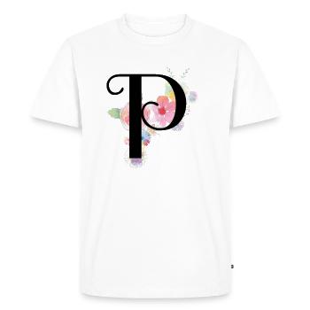 Monogram Letter P with Pastel Flowers - Men's Premium Organic T-Shirt - white - Front - Nico (187cm)