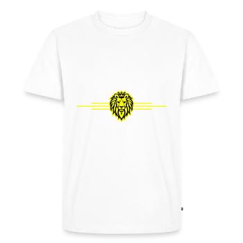 Lion Symbole Roi Couronne - T-shirt Premium bio Homme - blanc - Devant - Nico (187cm)