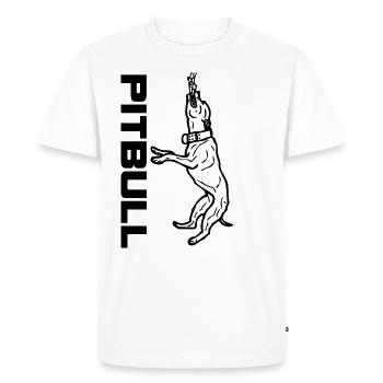 Pitbull play © www.dog-power.nl - Men's Premium Organic T-Shirt - white - Front - Nico (187cm)