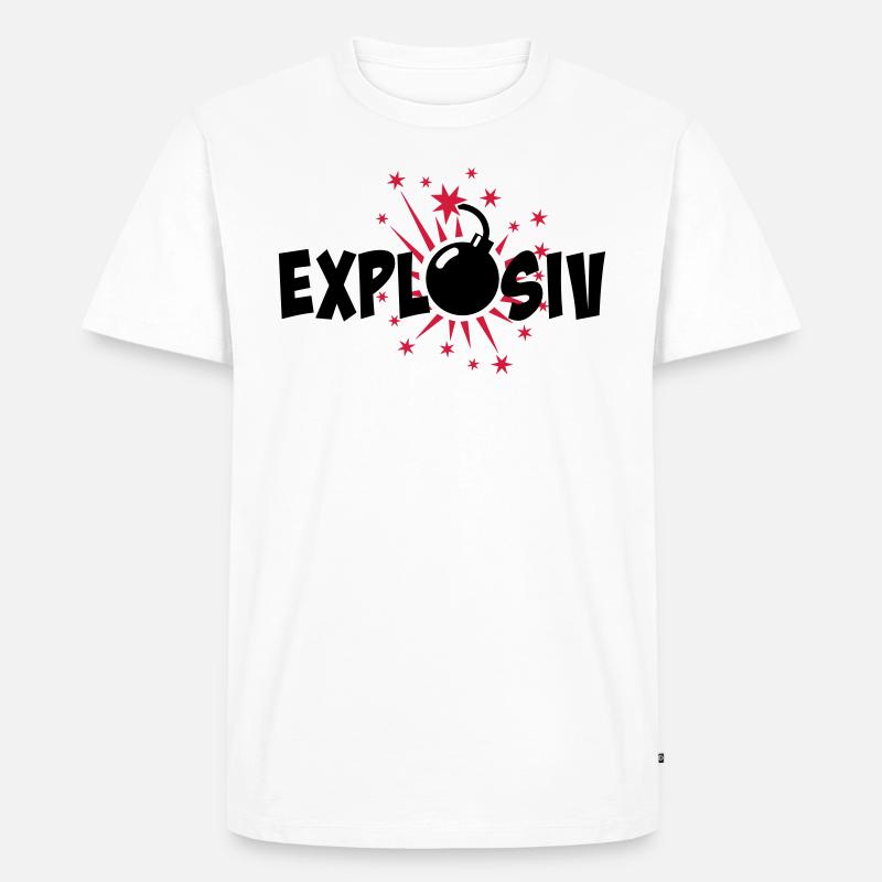 80 Explosiv Bombe Explosion - Männer Premium Bio T-Shirt - Weiß