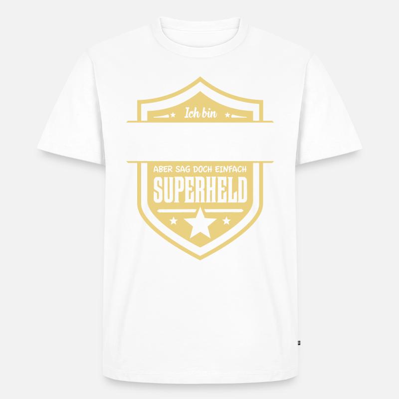Superheld eigener Text - Männer Premium Bio T-Shirt - Weiß