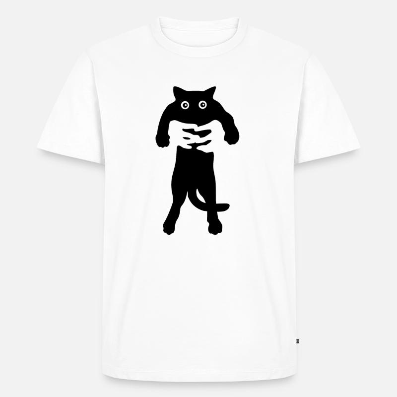 schwarze Katze - Männer Premium Bio T-Shirt - Weiß