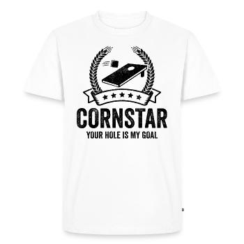 Cornhole Cornstar Votre trou est mon objectif - T-shirt Premium bio Homme - blanc - Devant - Nico (187cm)