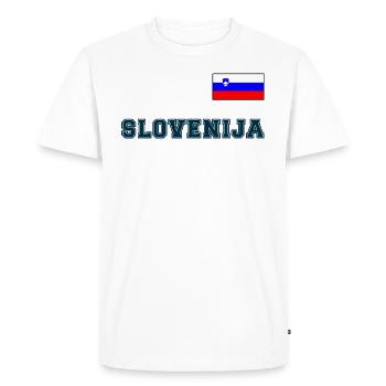 Look maillot de la Slovénie – SLOVENIJA avec drapeau - T-shirt Premium bio Homme - blanc - Devant - Nico (187cm)