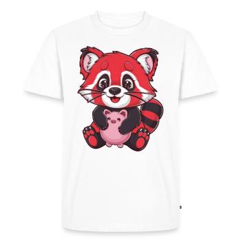 Panda Kawaii Rouge avec Tirelire - T-shirt Premium bio Homme - blanc - Devant - Nico (187cm)
