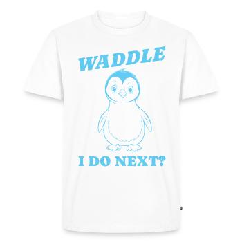 Waddle je fais le prochain cadeau - T-shirt Premium bio Homme - blanc - Devant - Nico (187cm)