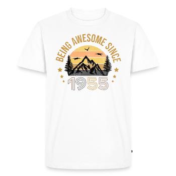 Être génial depuis 1955 - Idée cadeau - T-shirt Premium bio Homme - blanc - Devant - Nico (187cm)