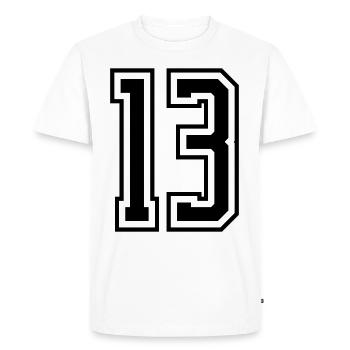 13 Numéro de numéro - T-shirt Premium bio Homme - blanc - Devant - Nico (187cm)