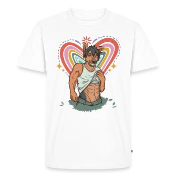 Proud LGBT Anime Furry Cosplay Sexy Fox - Men's Premium Organic T-Shirt - white - Front - Nico (187cm)