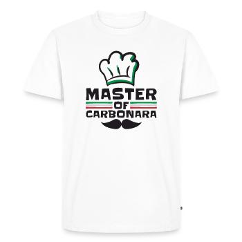 Cook Kitchen Spaghetti Master Of Carbonara - Men's Premium Organic T-Shirt - white - Front - Nico (187cm)