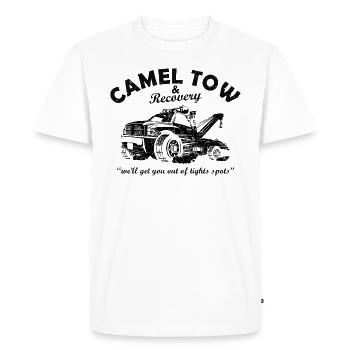 Camel Towing for a Tow Trucker Funny Quote Graphic - Men's Premium Organic T-Shirt - white - Front - Nico (187cm)