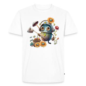 Robot mignon dans le jardin - T-shirt Premium bio Homme - blanc - Devant - Nico (187cm)