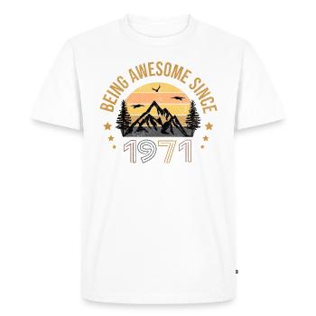 Être génial depuis 1971 - Idée cadeau - T-shirt Premium bio Homme - blanc - Devant - Nico (187cm)