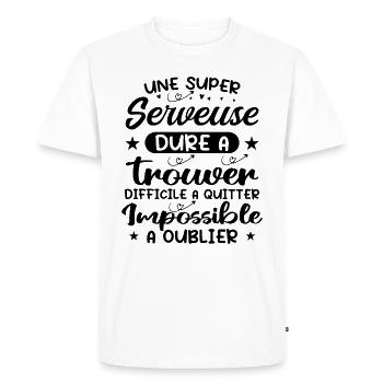 Une Super Serveuse - Cadeau serveuse - T-shirt Premium bio Homme - blanc - Devant - Nico (187cm)