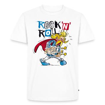 Asterix & Obelix Troubadix Singt Rock'N'Roll - Männer Premium Bio T-Shirt - Weiß - Vorne - Nico (187cm)