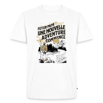Futur Papa - Cadeau Nouveau Père Randonneur - T-shirt Premium bio Homme - blanc - Devant - Nico (187cm)