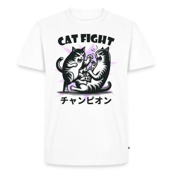 Chat Combat Japonais Drôles d’animaux - T-shirt Premium bio Homme - blanc - Devant - Nico (187cm)
