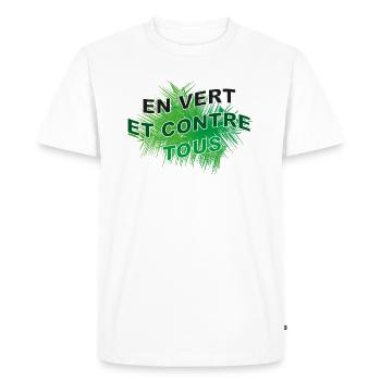 In green and against all - Men's Premium Organic T-Shirt - white - Front - Nico (187cm)