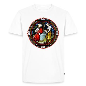 vitrail à la fontaine - T-shirt Premium bio Homme - blanc - Devant - Nico (187cm)