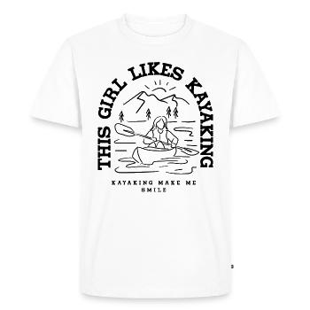 Une fille aime le kayak, les sports nautiques, le - T-shirt Premium bio Homme - blanc - Devant - Nico (187cm)