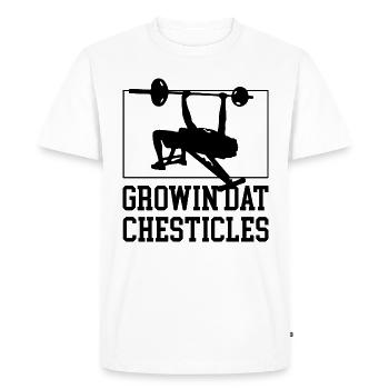 Citation ironique de Growin Chesticles Gym - T-shirt Premium bio Homme - blanc - Devant - Nico (187cm)