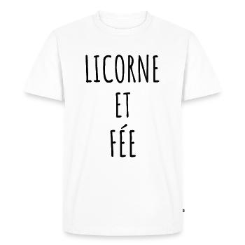 LICORNE ET FÉE idée cadeau humour - T-shirt Premium bio Homme - blanc - Devant - Nico (187cm)
