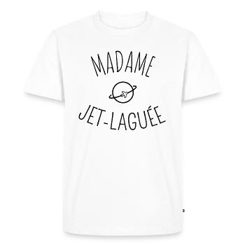 MADAME JET LAGUÉE idée cadeau humour voyage - T-shirt Premium bio Homme - blanc - Devant - Nico (187cm)