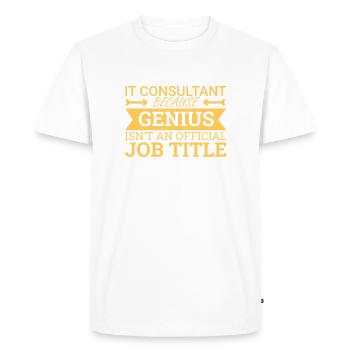 « Consultant informatique Genius | Consultant en TI » - T-shirt Premium bio Homme - blanc - Devant - Nico (187cm)