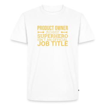 "Product Owner Superhero | " Scrum Master"" - Men's Premium Organic T-Shirt - white - Front - Nico (187cm)
