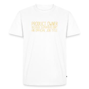 "Product Owner Superhero | " Scrum Master"" - Men's Premium Organic T-Shirt - white - Front - Nico (187cm)