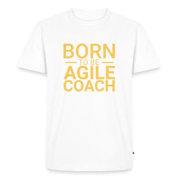 "Agile Coach Born | Agile" - Men's Premium Organic T-Shirt - white - Front - Nico (187cm)