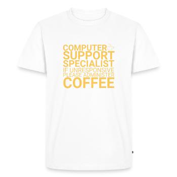 "Computer Support Specialist Coffee | IT Support" - Men's Premium Organic T-Shirt - white - Front - Nico (187cm)